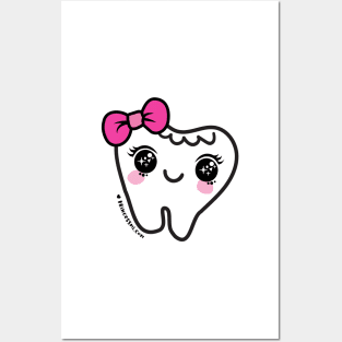 cute tooth cartoon Posters and Art